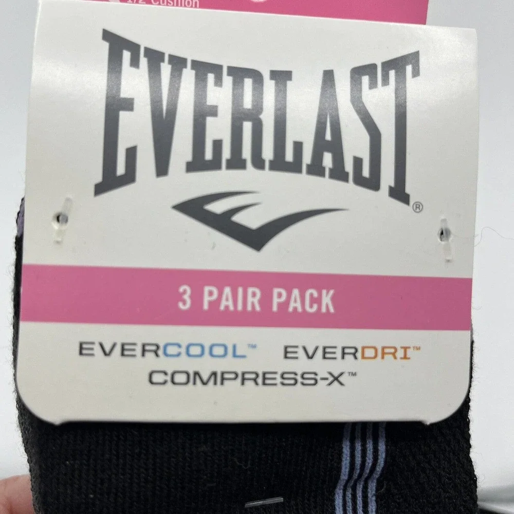 Everlast‎ Socks Womens Shoe Size 5 - 9 1/2 Cushion No Show Socks 3 Pair
